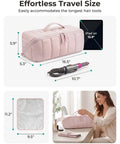 Hair Tool Organizer Travel Case For Dyson Airwrap And Shark FlexStyle, khaki, shown with dimensions and heat resistant mat