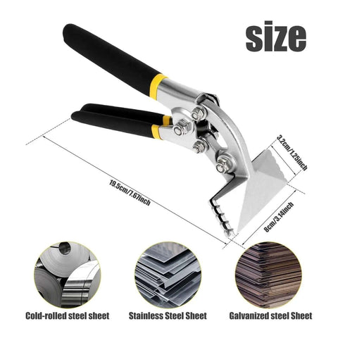 Heavy Duty 3 Inch Sheet Metal Bending Pliers One Piece Alloy Steel Nickel Plated Hand Seamer With Ergonomic Handle And Straight Jaw