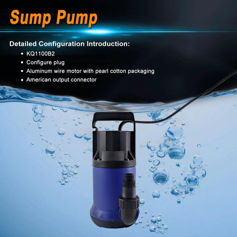 Heavy Duty Submersible Sump Pump Pumps A Badass Four Thousand Gallon Per Hour Flow With A Solid One Point One Kilowatt Motor underwater.