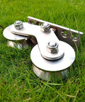 Beefy Heavy Duty Sliding Gate Caster With Groove Wheel And Double Pulley Silent Detachable Stainless on grass