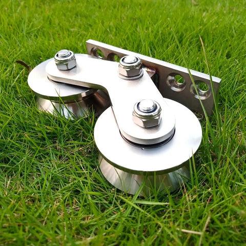 Beefy Heavy Duty Sliding Gate Caster With Groove Wheel And Double Pulley Silent Detachable Stainless on grass
