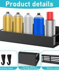2 Pack Magnetic Spray Can Holders For Garage And Workshop Wall Mounted Spray Bottle Rack with cans displayed in black finish
