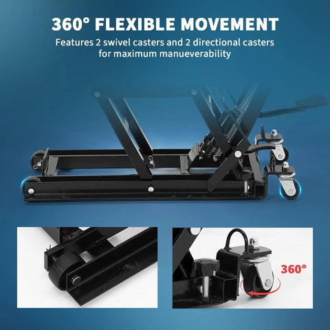 Hydraulic Motorcycle Lift Jack 1500 Lb Heavy Duty With Adjustable Height 4.7 To 14.57 Inches Non Slip Platform Safety Lock Garage Scissor Jack For Motorcycles ATVs UTVs Dirt Bikes And More