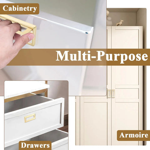 Four Pack 4.4 Inch Gold Flush Ring Pull Handles With Screws Square Hidden Recessed Pull For Cabinets Dressers Closets Drawers