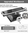 Heavy Duty Benchtop Mill Drill Machine With 1100W Brushless Motor And Variable Speed, featuring upgraded 7x27.5in workbench and bench clamp.