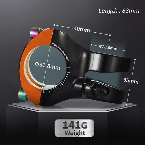 Ultra Lightweight 40mm MTB Stem For 31.8mm Handlebar And 28.6mm Tubes CNC Aluminum Alloy Short Riser showing dimensions