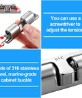 Close-up view of Two Pack Marine Grade 316 Stainless Steel Cabinet Tension Catch 70mm Double Ball Roller Latch.