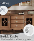No Drill Self Stick Cabinet Knobs Set Of 4 In Silver Stainless Steel For Dresser Drawers Medicine Cabinets Cupboards Glass Doors And Terrarium Lids Easy Install No Tools Needed Money Saving Time Saving on wooden dresser