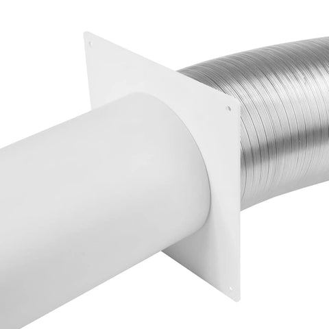 Heavy Duty Plastic Duct Connector Flange For Round Vent 4 Inch Easy Install DIY Wall Plate Adapter For HVAC Exhaust And Intake Coupling Airflow Fitting For Ventilation And Cooling Systems, white wall-mounted duct flange