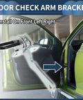 Citroen Jumper Mk2 Door Check Strap installation on front door, showing metal build and adjustable angles for 1994-2006 models