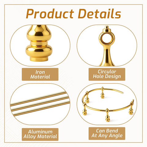 Killer Brass Gallery Rail Hardware Kit Including Eight Tough Railing Spindles Three Heavy Duty Fifteen Inch Mounting Rods And Fast Fix Screws showing iron and aluminum parts.