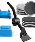 Heavy Duty Furniture Sliders With Lever Lift Tool, 12 Piece Multi Surface Moving Kit For Carpet Hardwood Floors components set.
