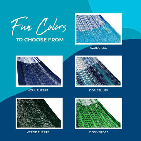 Handmade Yucatan Hammock Matrimonial Size Natural Color 13ft Long Artisan Crafted Cotton Nylon Blend color options