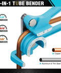 Duratech 180 Degree Tubing Bender 3 In 1 Pipe Bender Tool For Soft Copper Brass Aluminum Thin Steel showing calibrated markings for accurate bends.