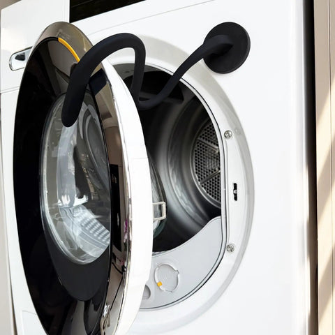 Keep Front Load Washer Door Open With Magnetic Door Prop And Flexible Hose on washing machine, enhancing airflow.