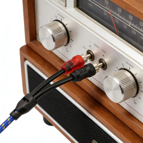0 Gauge True Dual Amp Wiring Kit With 2000W Power 200A ANL Fuse OFC RCA Cables 14 Gauge Speaker Wire Pre Cut Power And Ground Cables Distribution Block Install Hardware For A High Performance Car Audio System RCA cables plugged into stereo audio inputs