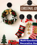 Suction Cup Hooks For Shower And Bathroom With Vacuum Lock holding Christmas wreath and stockings