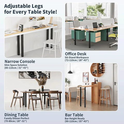 Kickstart Your Home Layout With These Knockout Adjustable Table Legs, versatile for desks, dining, and bar tables, heavy duty steel.