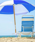 Beach Umbrella Sand Anchor Heavy Duty Base with 5 Spiral Screws Universal Fit for Most Beach Umbrellas Wind Resistant Holder Stand White Durable ABS Plastic That Wont Rust In Sand Or Salt Water securing umbrella on sunny beach.