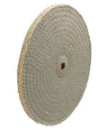 10 Inch Spiral Sewn Sisal Buffing Wheel For Aggressive Metal Grinding Fits 3/4 To 7/8 Inch Arbor, side view showing construction.