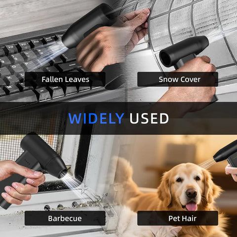 3 In 1 Cordless Air Duster And Mini Vacuum with LED light cleaning keyboard, snow, barbecue, and pet hair