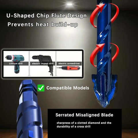 8-pack serrated masonry drill bit set, 1/4–9/16 in, blue, Amazon brand
