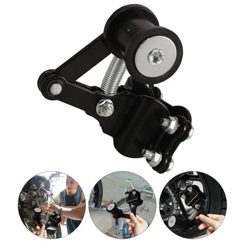 Heavy Duty Iron Chain Tensioner Kit For Off Road Motorcycles Upgrades Ride Stability And Safety With Durable Roller Guide For Smoother Performance And Reliable Daily Use, black metal roller