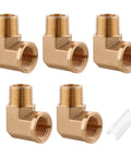 Five Pack 3/8 Inch NPT Brass Street Elbows, 90 Degree Male To Female Forged Pipe Fittings for plumbing and HVAC projects