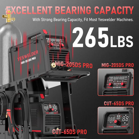 Heavy Duty Welding Cart With Large Lockable Cabinet For MIG TIG Stick Welders And Plasma Cutters, 265 lbs capacity display