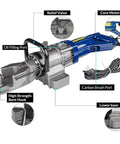 Close-up of Heavy Duty Electric Hydraulic Rebar Bender Machine For Construction Use showing oil filling port and relief valve.