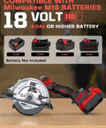 Six Inch Cordless Mini Circular Saw Equipped With Brushless Motor And 5900 Rpm Delivers Smooth Cuts And Cuts Straight Through Pine Lumber While Playing Nice With Existing Milwaukee Batteries with M18 battery compatibility.