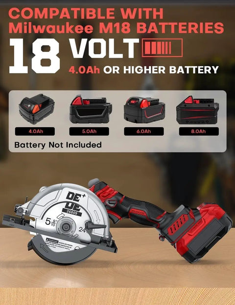 Six Inch Cordless Mini Circular Saw Equipped With Brushless Motor And 5900 Rpm Delivers Smooth Cuts And Cuts Straight Through Pine Lumber While Playing Nice With Existing Milwaukee Batteries with M18 battery compatibility.
