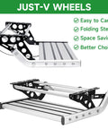 RV Camper Steps Drop Down Folding Stairs One Hand Open Close Aluminum Construction With Non Slip Feet Luminous Glow Tape For Visibility Holds Up To 450 Pounds, folded and open