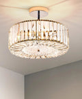 Modern Crystal Flush Mount Ceiling Light Fixture Dope With 12 Inch Round Crystal Shade Dimmable 120W Close To Ceiling Low Profile