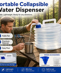 Grab-And-Go Collapsible Water Storage Container With Spigot, BPA Free Foldable Jug for camping use, person pouring water