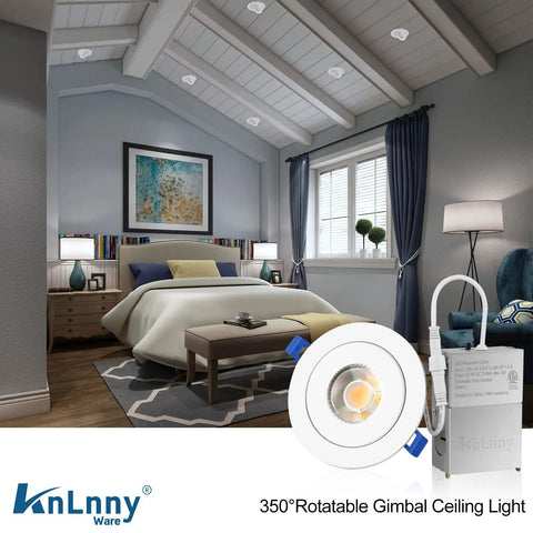 KnLnny Ware Recessed Lighting, Ajustable Eyeball recessed Light with Junction Box in a cozy bedroom setting.