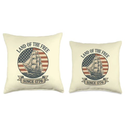 Totally Patriotic Sailboat Throw Pillow With Red White Blue Flag Design Celebrating Freedom Since 1776 All American Americana Decor