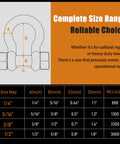 Three Eighths Inch Bow Shackle 2 Pack Saltwater Ready Marine Grade 316 Stainless Steel size chart and specifications guide.