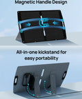 12V 50Ah LiFePO4 Battery With 100W Portable Solar Panel showing magnetic handle design and kickstand for camping