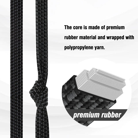Cross-section of Heavy Duty Bungee Cords With Hooks 40 Inch Flat Adjustable Rubber Black Straps showing premium rubber core.