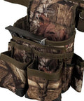 Close-up of Camo Tool Belt With Suspenders From Original Series 85035 Heavy Duty Pro Grade Construction Belt with Barrel Bottom Pouches.