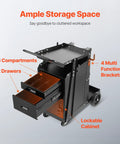Heavy Duty Welding Cart With 2 Drawers Lockable Cabinet 350 Lbs Capacity 360 Degree Swivel Wheels Tank Storage Safety Chains