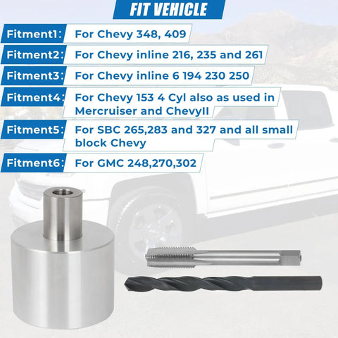 Crankshaft Drilling Pin Fixture Tool With Tap And Drill Bit For Chevy GMC Engines, Precise Balancer Bolt Alignment