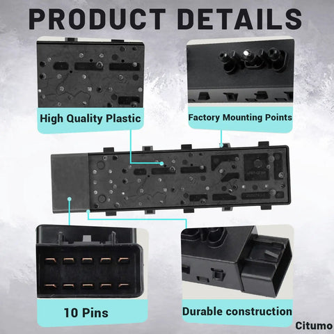 Heavy Duty 8 Way Front Left Power Seat Switch Upgrade With 10 Pin Connector 25974714 Replacement Recline Adjuster