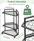 Corner Triangular Garden Tool Organizer for long handled tools and rakes brooms heavy duty steel yard tool storage rack