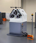 Industrial 2.2kw Electric Pipe Roll Bender With Three Roller Design For Precision Rolling Up To 3mm Thickness And 180 Degree Max Bending Angle feature overview with foot switch.