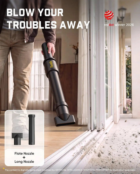 Straight Up Lightweight Cordless Leaf Blower With Three Speed Settings And Fast Type C Charging for precise cleaning with flate and long nozzles.