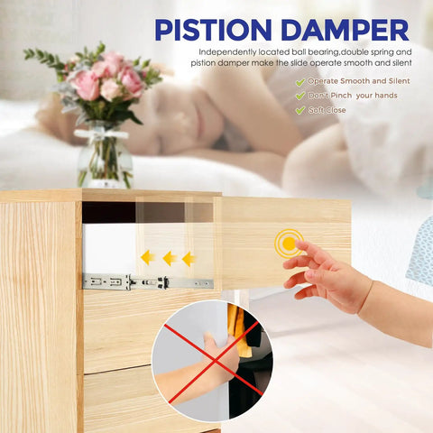 Premium Slick Glide Ball Bearing Drawer Slides 2 Pair Set With Seamless Soft Close 24 Inch view showing piston damper and smooth operation.