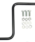 Black L-shaped crank handle with mounting hardware (bolts, nuts, washers) for A-frame trailer tongue jack installation