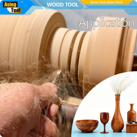 Parting and Grooving Wood Turning Tool for Lathe Pros, 19.68 inch length in action creating precise slots in wood block on lathe